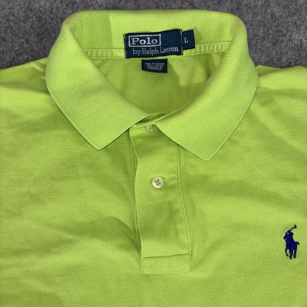 Polo Ralph Lauren Shirt Men's Large Lime Green‎ Short Sleeve Polo Classic Logo